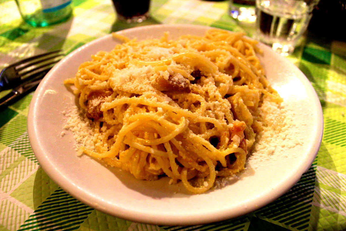 Eating in Italy spaghetti alla carbona rome italy Eating in Italy spaghetti alla carbona rome italy