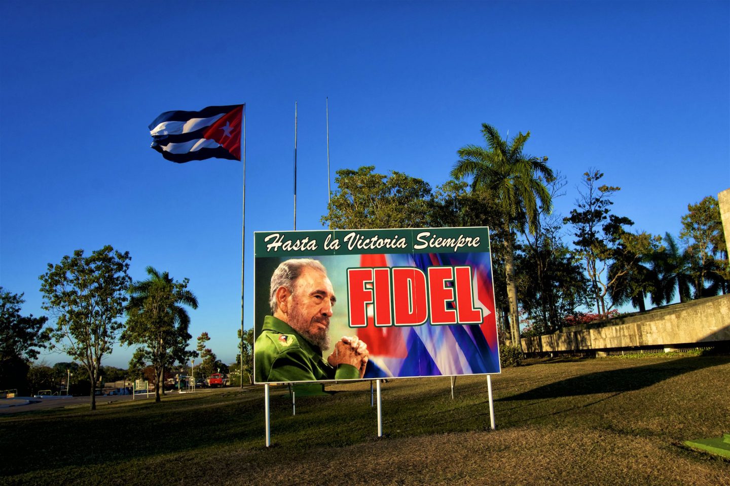 Fidel sign Santa Clara. Daily life in Cuba.