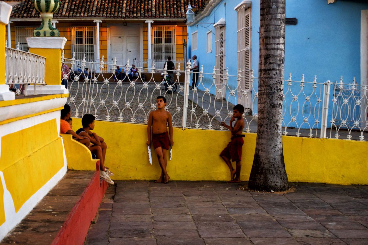 Children playing in the street in Trinidad. Daily life in Cuba.