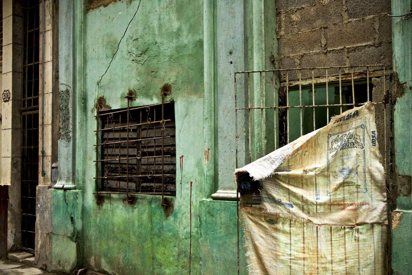 Makeshift door in Havana. Daily life in Cuba.