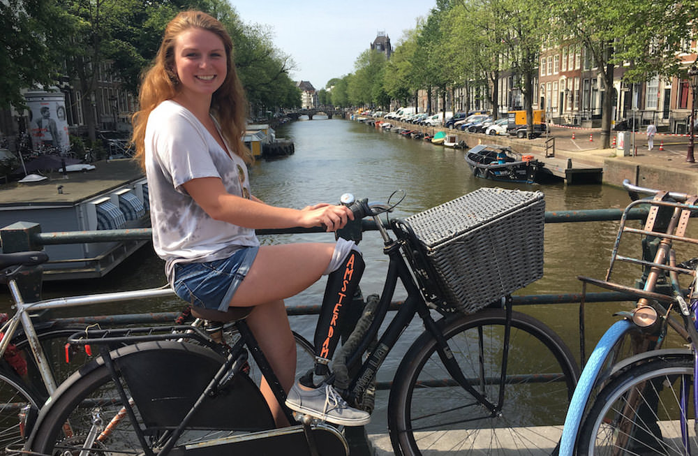 Devon biking in Amsterdam.